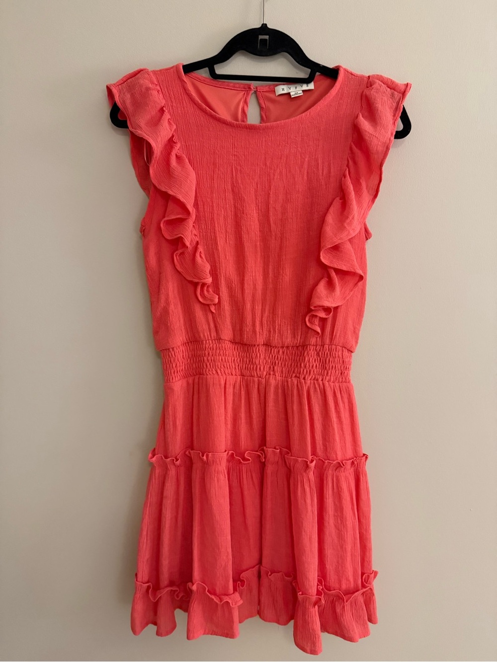 HYFVE Coral Pink Ruffle Tiered Dress